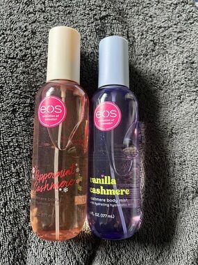 eos Vanilla and peppermint cashmere Body Mist with hydrating hyaluronic acid set